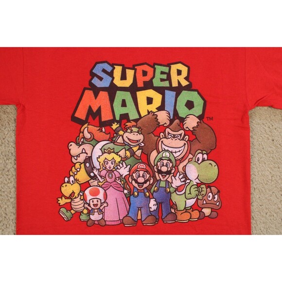 Nintendo Super Mario Character Group Graphic Tee T-Shirt (Boys Medium 10-12) Red - Picture 2 of 6